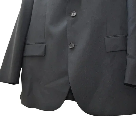 Hugo Boss Suit Top Coat 100% Virgin Wool Made in USA Size 46 R Black Career